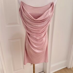 Vici Shimmering Strapless Pink Dress